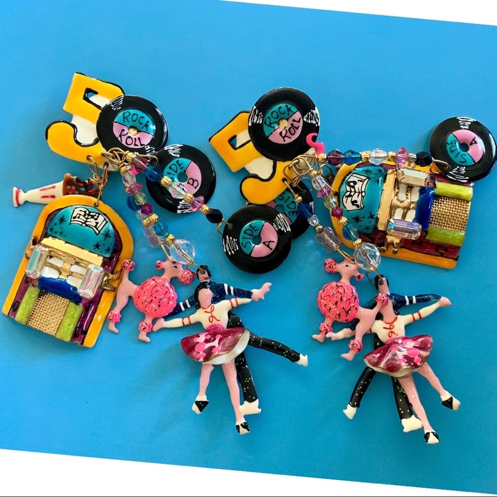 RARE Lunch at the Ritz 50’s Novelty Earrings